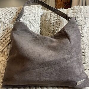 Bella Russo Large Brown Faux Suede Hobo Tote Bag